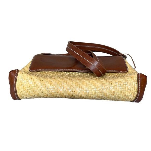 Fossil Straw Woven Shoulder Bag Brown Leather - Picture 5 of 12